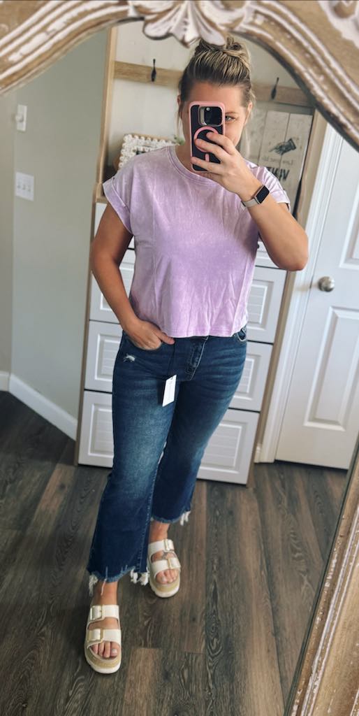 rts: washed cotton mid crop tee zenana