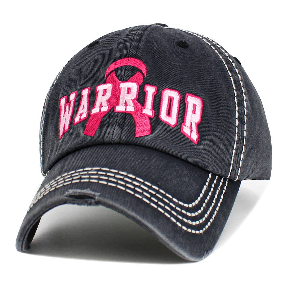 Pink Ribbon WARRIOR Embroidered Vintage Baseball Cap