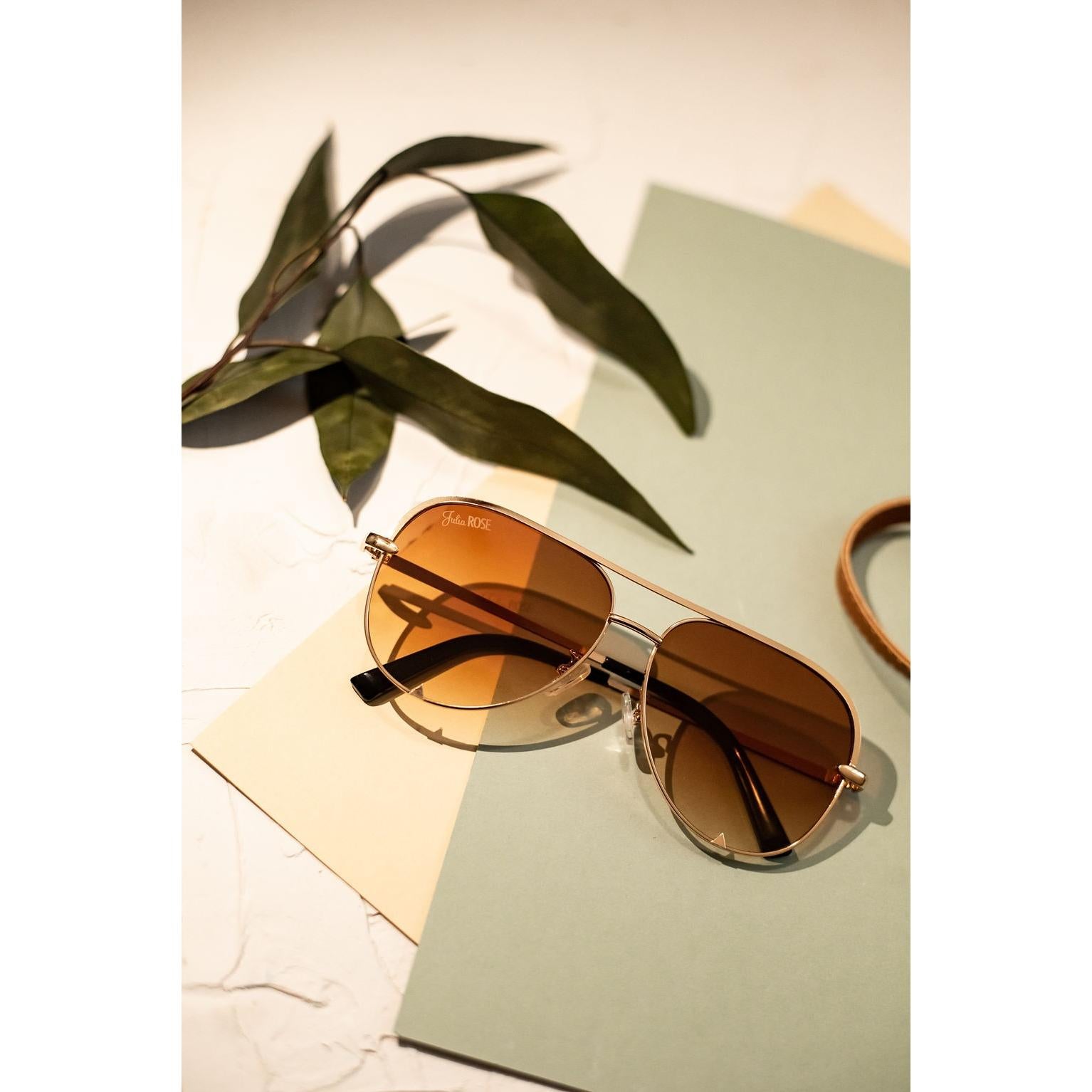 Ready to Ship | The Alex Gold / Caramel Tea - High Quality Unisex Aviator Sunglasses