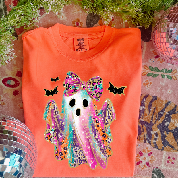 Neon Leopard Ghost Graphic Tee
