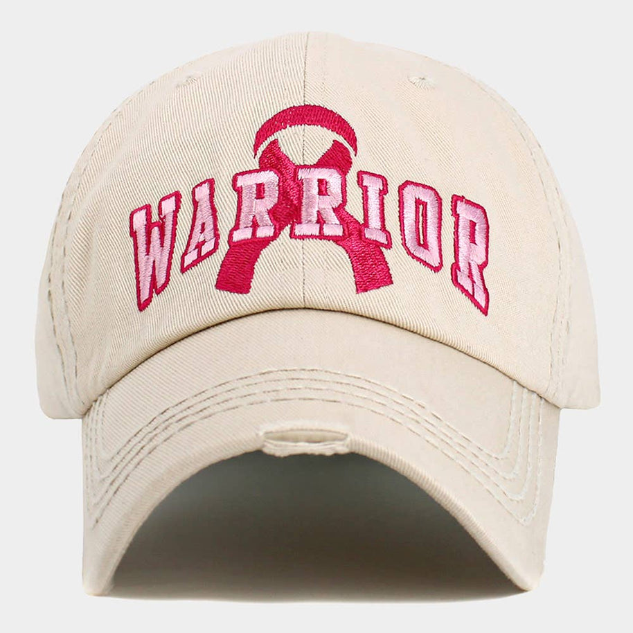 Pink Ribbon WARRIOR Embroidered Vintage Baseball Cap