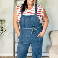 Weekend Ready Cotton Denim Baggy Leg Bib Overall Jumper