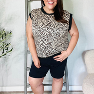 Summer Vibes Taupe Leopard Banded Dolman Short Sleeve Top