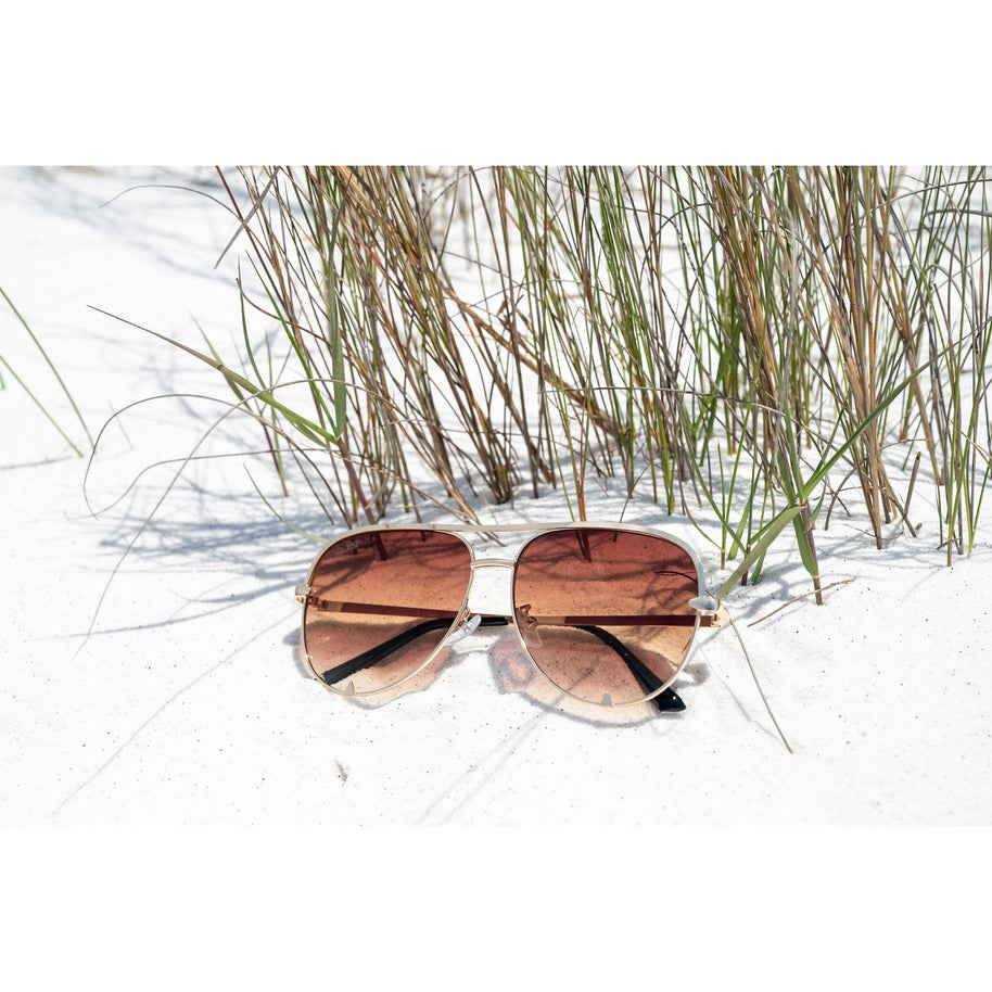 Ready to Ship | The Alex Gold / Caramel Tea - High Quality Unisex Aviator Sunglasses