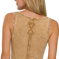 rts: Zenana WASHED COTTON V-NECK SLEEVELESS Tank