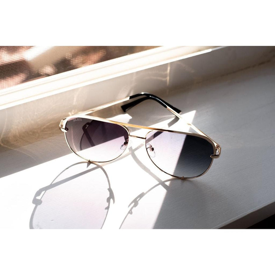 Ready to Ship  | The Alex Gold/Gray- High Quality Unisex Aviator Sunglasses