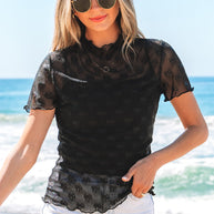 RTS: The Black on Black Sheer Bow Top