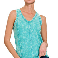 RTS: Zenana CRINKLE WASHED /TERRY RAW EDGE Tank