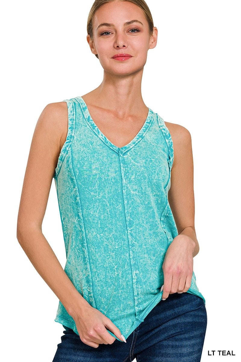 RTS: Zenana CRINKLE WASHED /TERRY RAW EDGE Tank