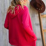 Coastal Breeze Coral Long Sleeve Open Cardigan Hoodie