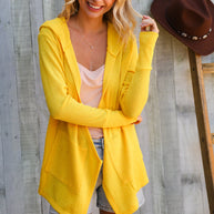 Coastal Breeze Sunflower Long Sleeve Open Hoodie Cardigan