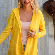 Coastal Breeze Sunflower Long Sleeve Open Hoodie Cardigan