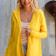 Coastal Breeze Sunflower Long Sleeve Open Hoodie Cardigan