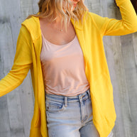 Coastal Breeze Sunflower Long Sleeve Open Hoodie Cardigan