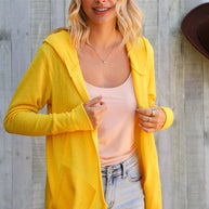Coastal Breeze Sunflower Long Sleeve Open Hoodie Cardigan