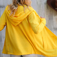 Coastal Breeze Sunflower Long Sleeve Open Hoodie Cardigan