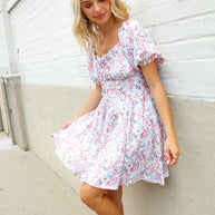 Lock Eyes Cream Floral Print Sweetheart Neck Fit & Flare Dress