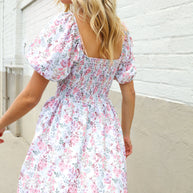 Lock Eyes Cream Floral Print Sweetheart Neck Fit & Flare Dress