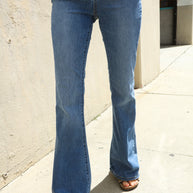 Judy Blue High Rise Trouser Flare Medium Wash Denim Jeans