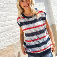 Feeling Festive Red White & Blue Striped Crochet Sweater Top