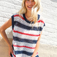 Feeling Festive Red White & Blue Striped Crochet Sweater Top