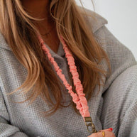 Coral Gingham Lanyard