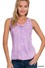 RTS: Zenana CRINKLE WASHED /TERRY RAW EDGE Tank