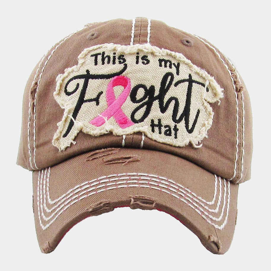This Is My Fight Hat Message Pink Ribbon Accented Vintage Baseball Cap