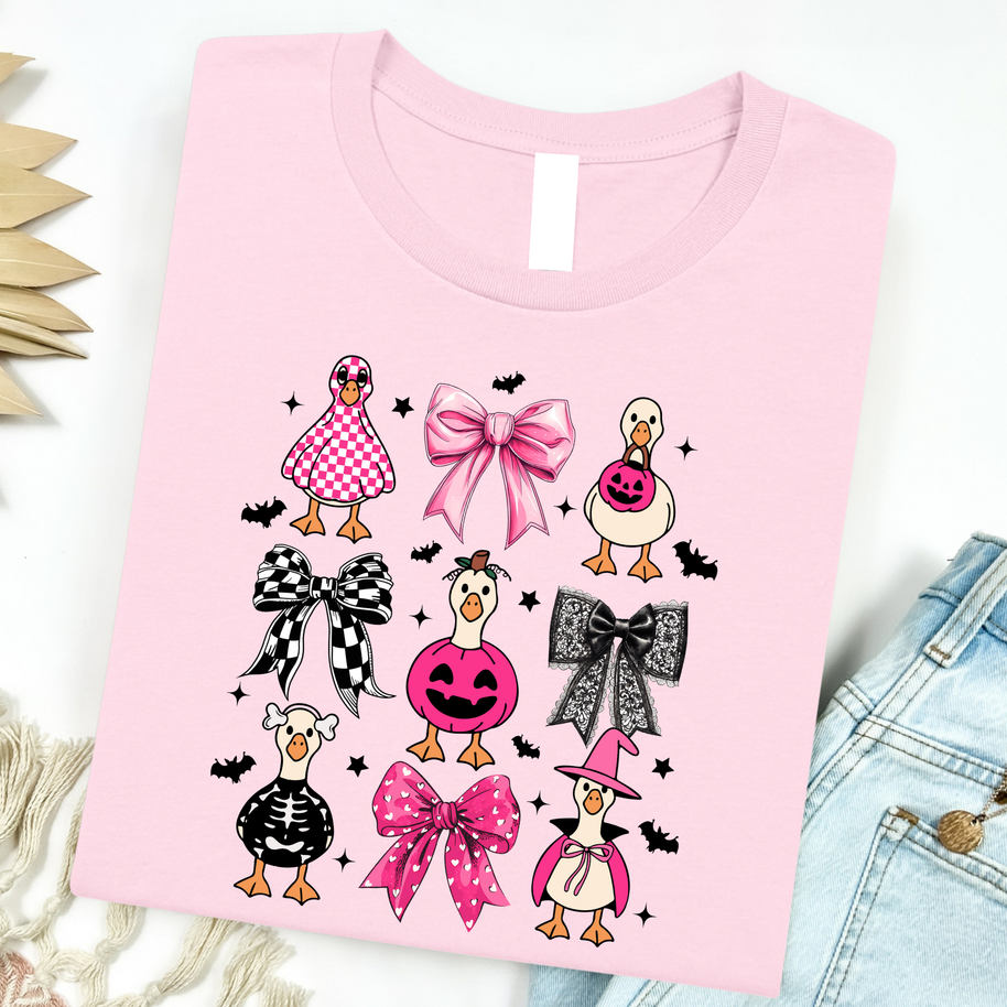 Pink Halloween Geese Graphic Tee