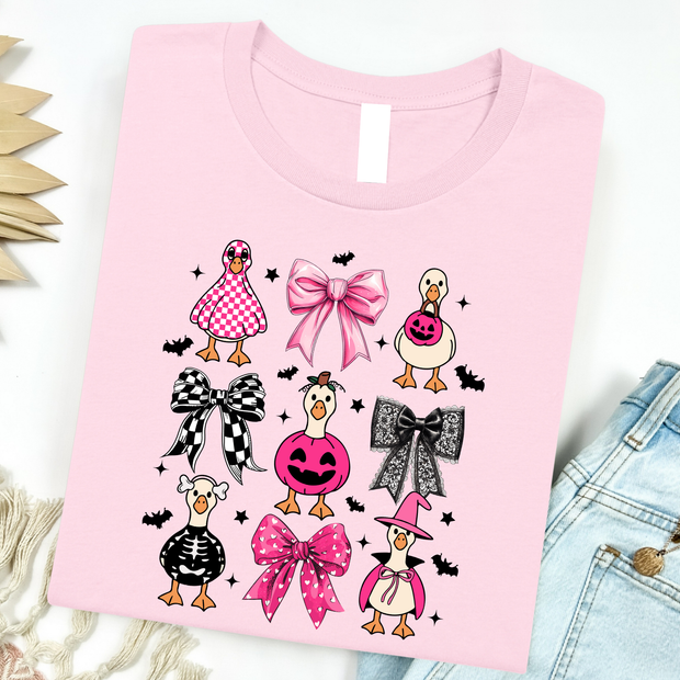 Pink Halloween Geese Graphic Tee