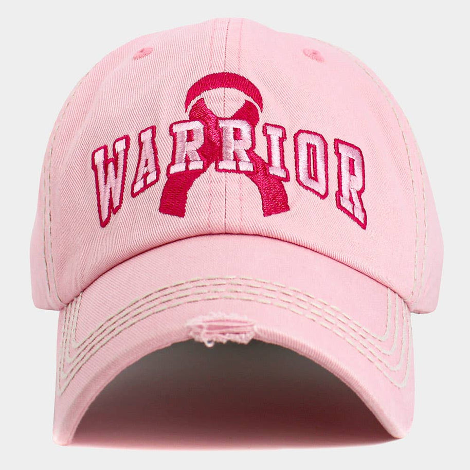 Pink Ribbon WARRIOR Embroidered Vintage Baseball Cap