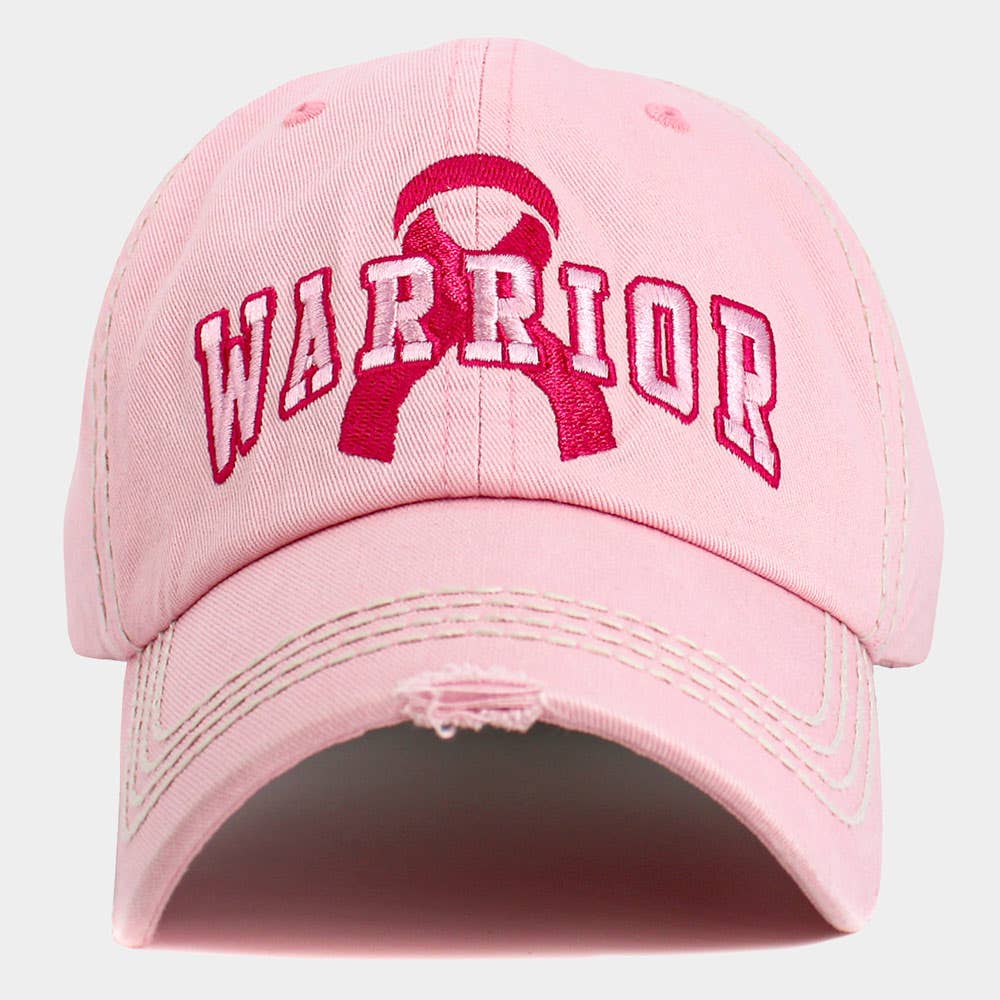 Pink Ribbon WARRIOR Embroidered Vintage Baseball Cap