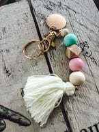 RTS: Wood & Crochet Silicone Bead Keychains-