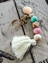 RTS: Wood & Crochet Silicone Bead Keychains-