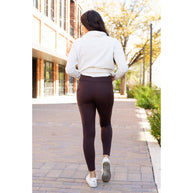 Ready to Ship | The Belle - Brown FLEECE Full Length Leggings with Pockets*