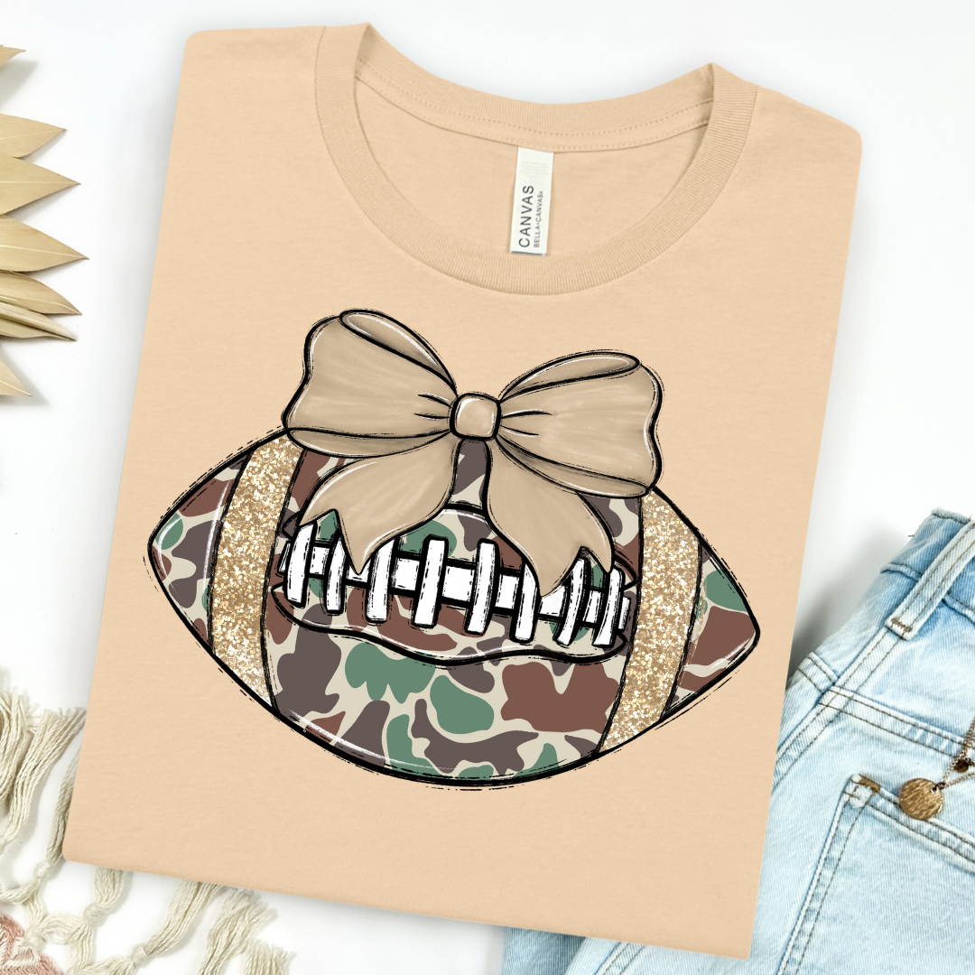 Camo Football with Bow Graphic Tee