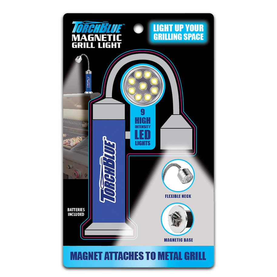 Torch Blue Magnetic Grill Silver LED Flashlight - 6/Display