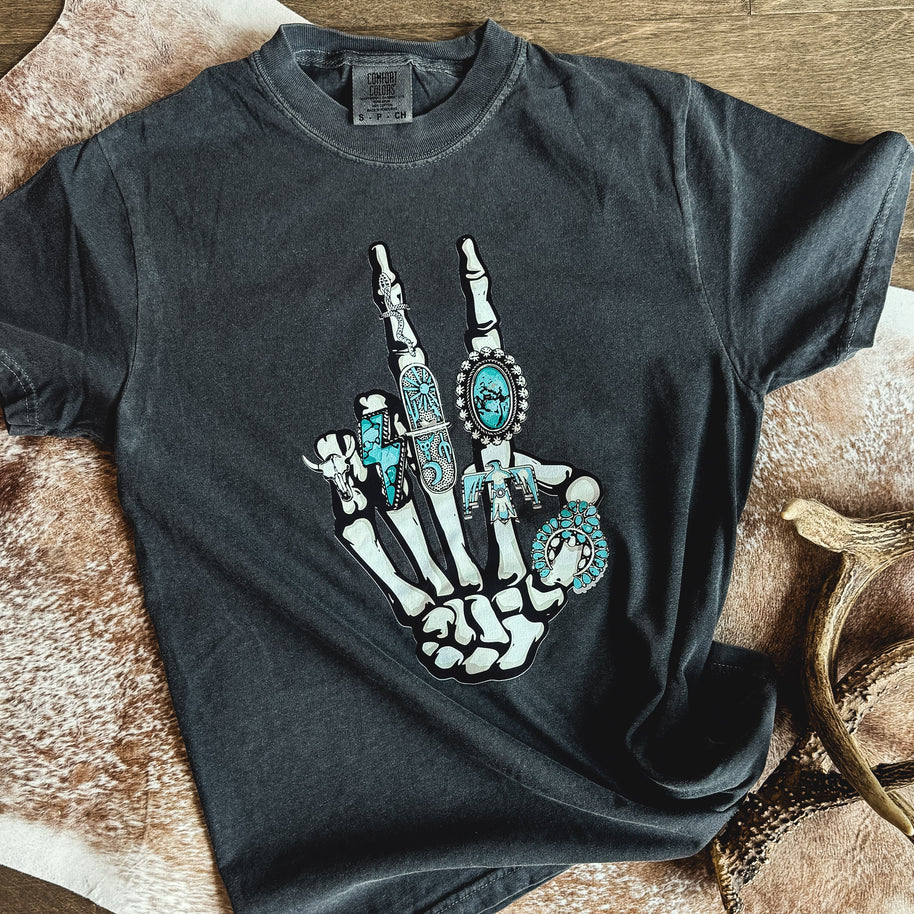 Peace Sign Turquoise Rings Graphic Tee