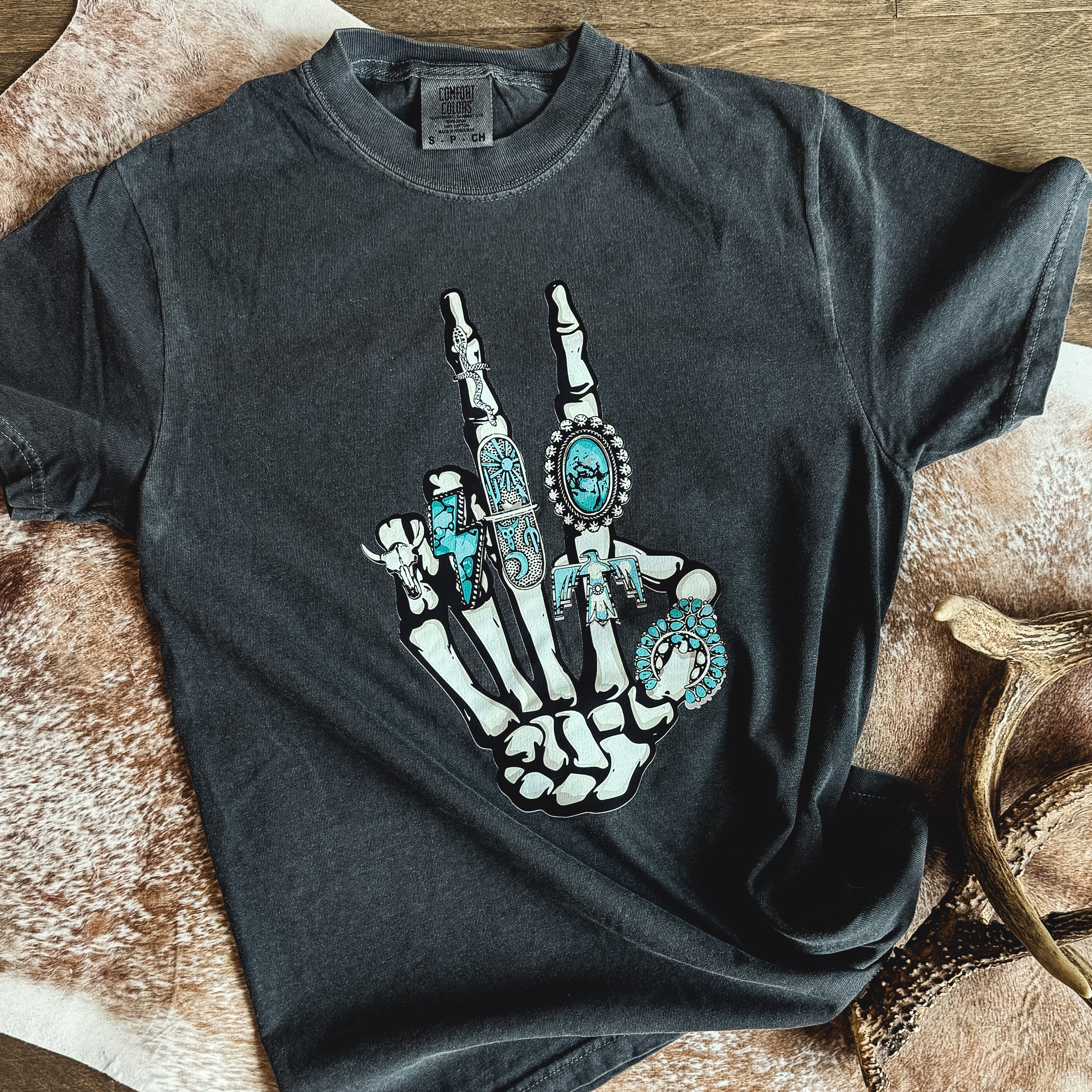 Peace Sign Turquoise Rings Graphic Tee