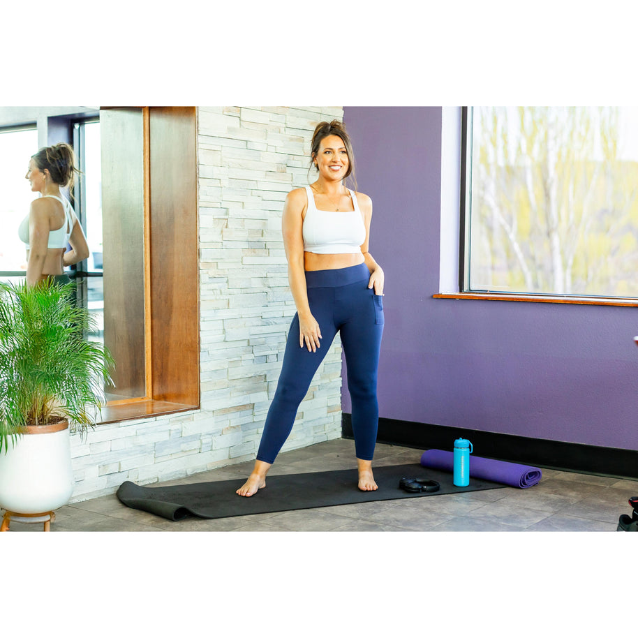 Ready to Ship | The Riley - 7/8 Ankle Length NAVY Leggings with Pockets*