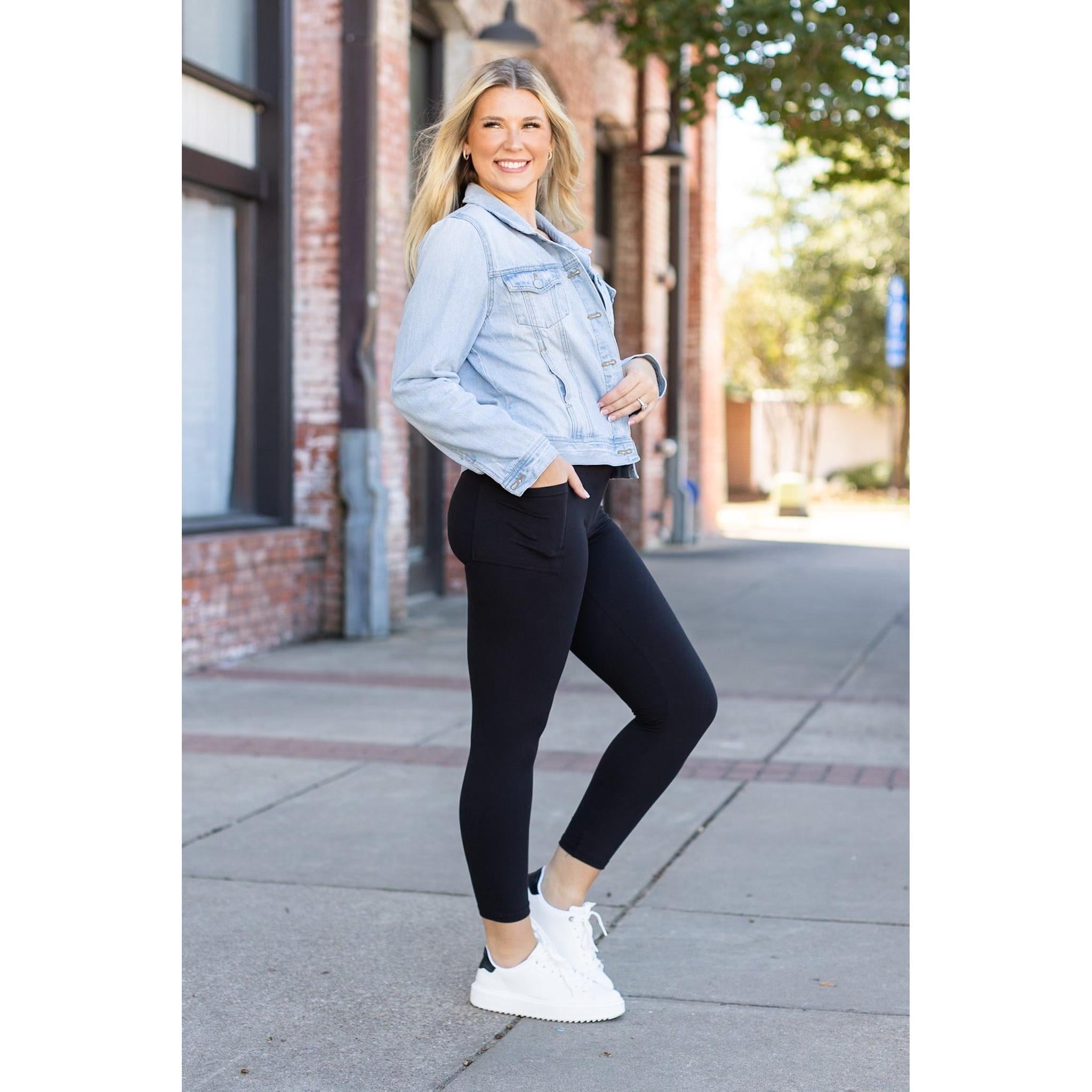 Ready to Ship  | The Alana - 7/8 Ankle Length BLACK Leggings with Pockets