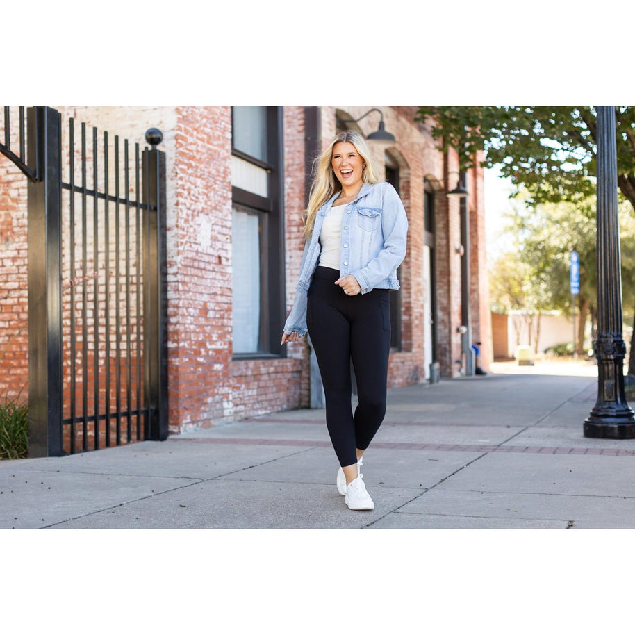Ready to Ship  | The Alana - 7/8 Ankle Length BLACK Leggings with Pockets