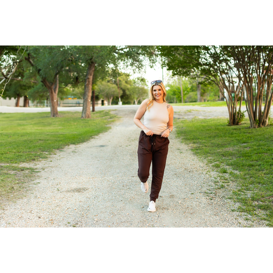 PreOrder | The Brinley - Brown Fleece Joggers