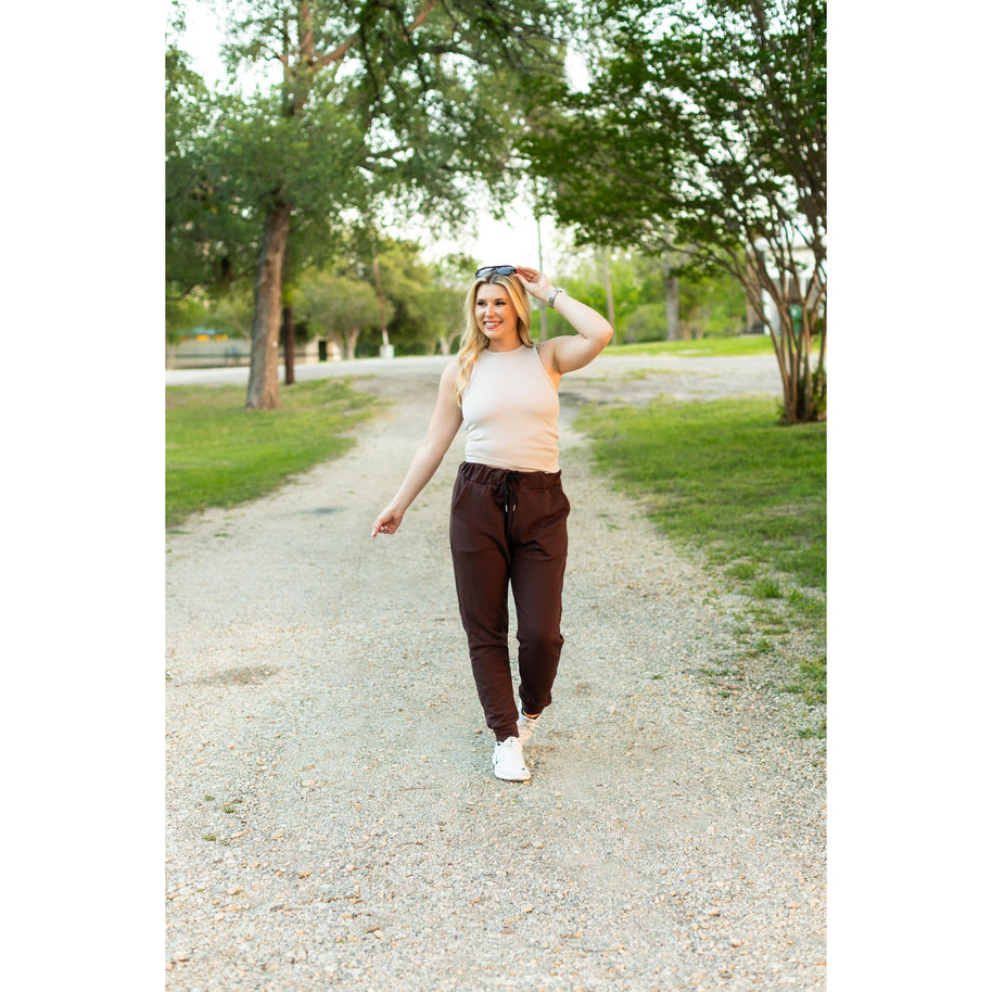 PreOrder | The Brinley - Brown Fleece Joggers