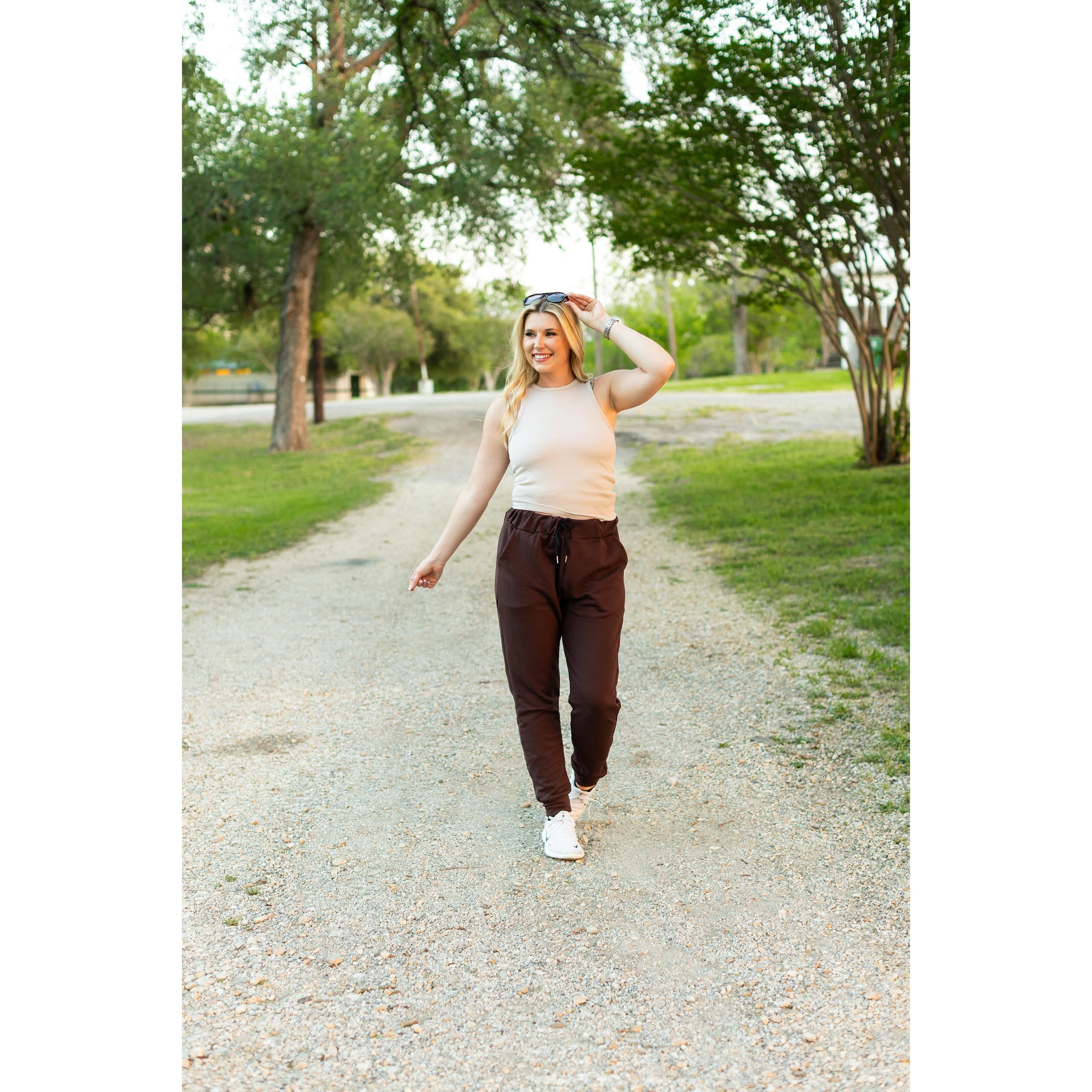 PreOrder | The Brinley - Brown Fleece Joggers