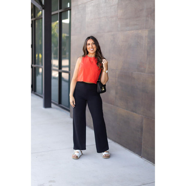 Ready to Ship | The Brooke - Black Wide Leg Full-Length with Pockets - Luxe Leggings by Julia Rose®