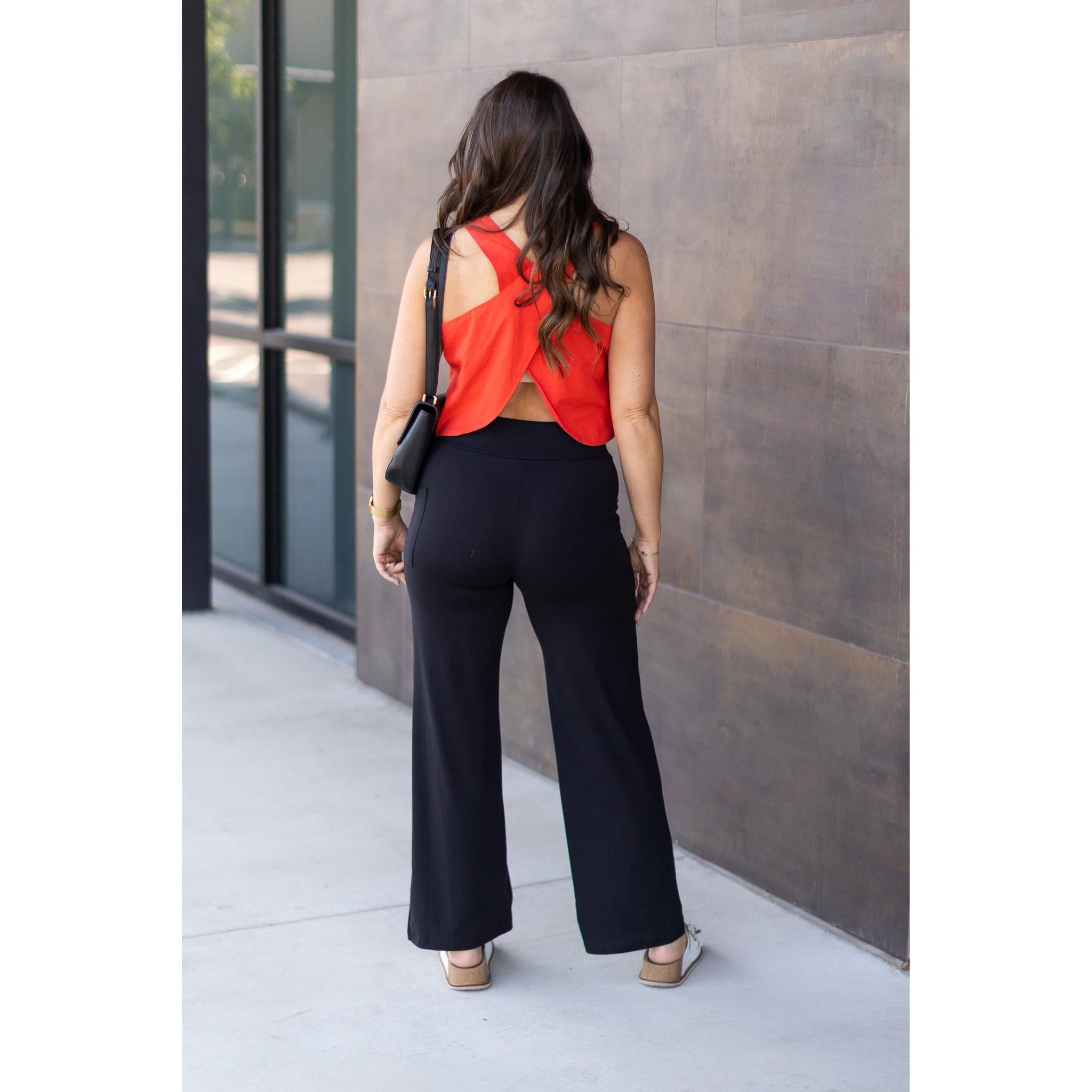 Ready to Ship | The Brooke - Black Wide Leg Full-Length with Pockets - Luxe Leggings by Julia Rose®