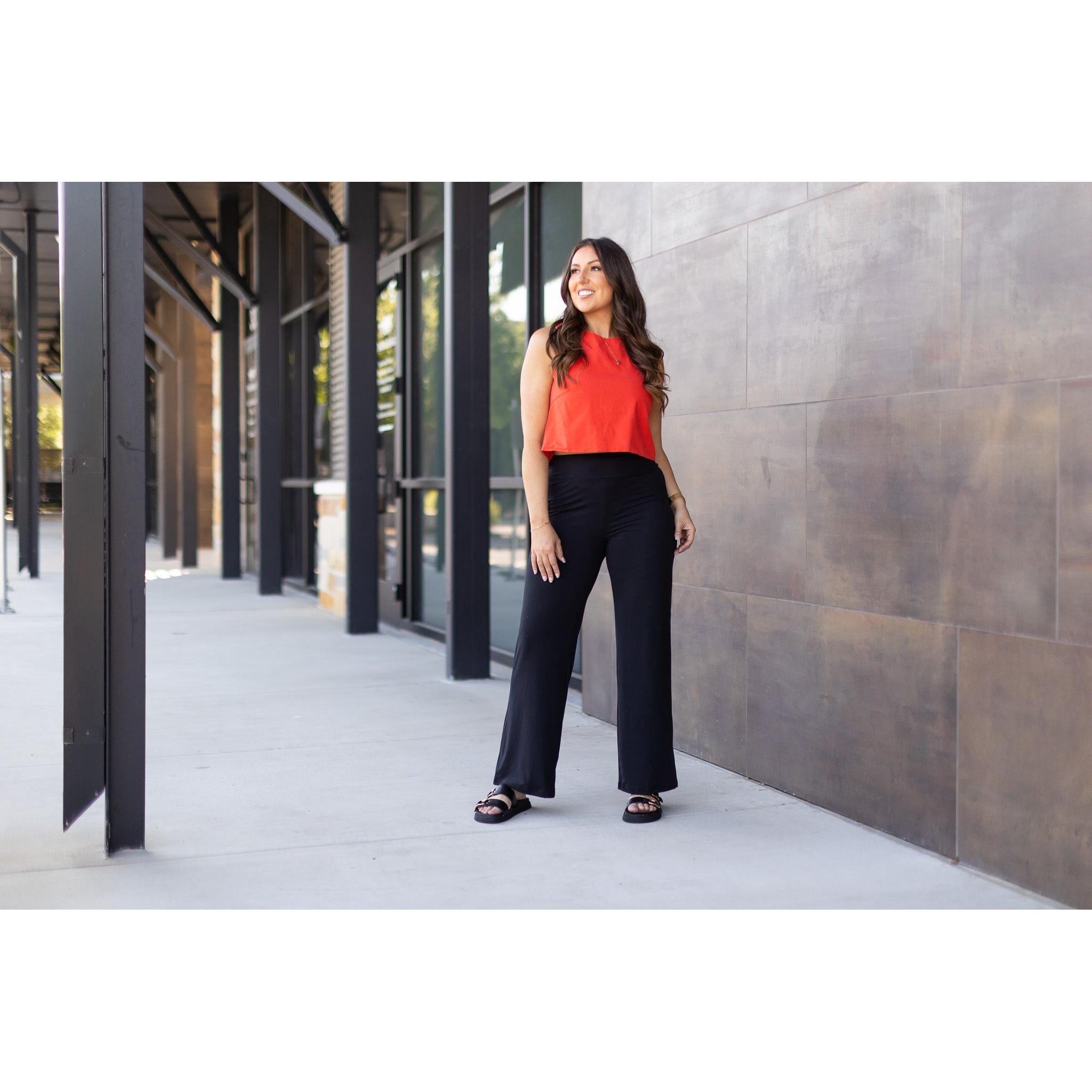 Ready to Ship | The Brooke - Black Wide Leg Full-Length with Pockets - Luxe Leggings by Julia Rose®