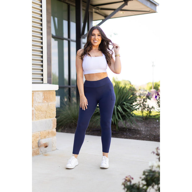 Ready to Ship | The Riley - 7/8 Ankle Length NAVY Leggings with Pockets*