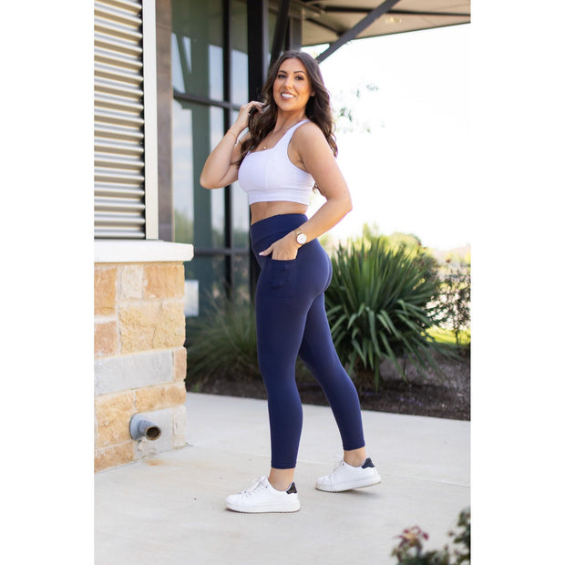 Ready to Ship | The Riley - 7/8 Ankle Length NAVY Leggings with Pockets*